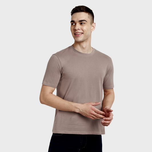 Men's Casual Regular Fit 100% Organic Cotton Solid Crew Neck