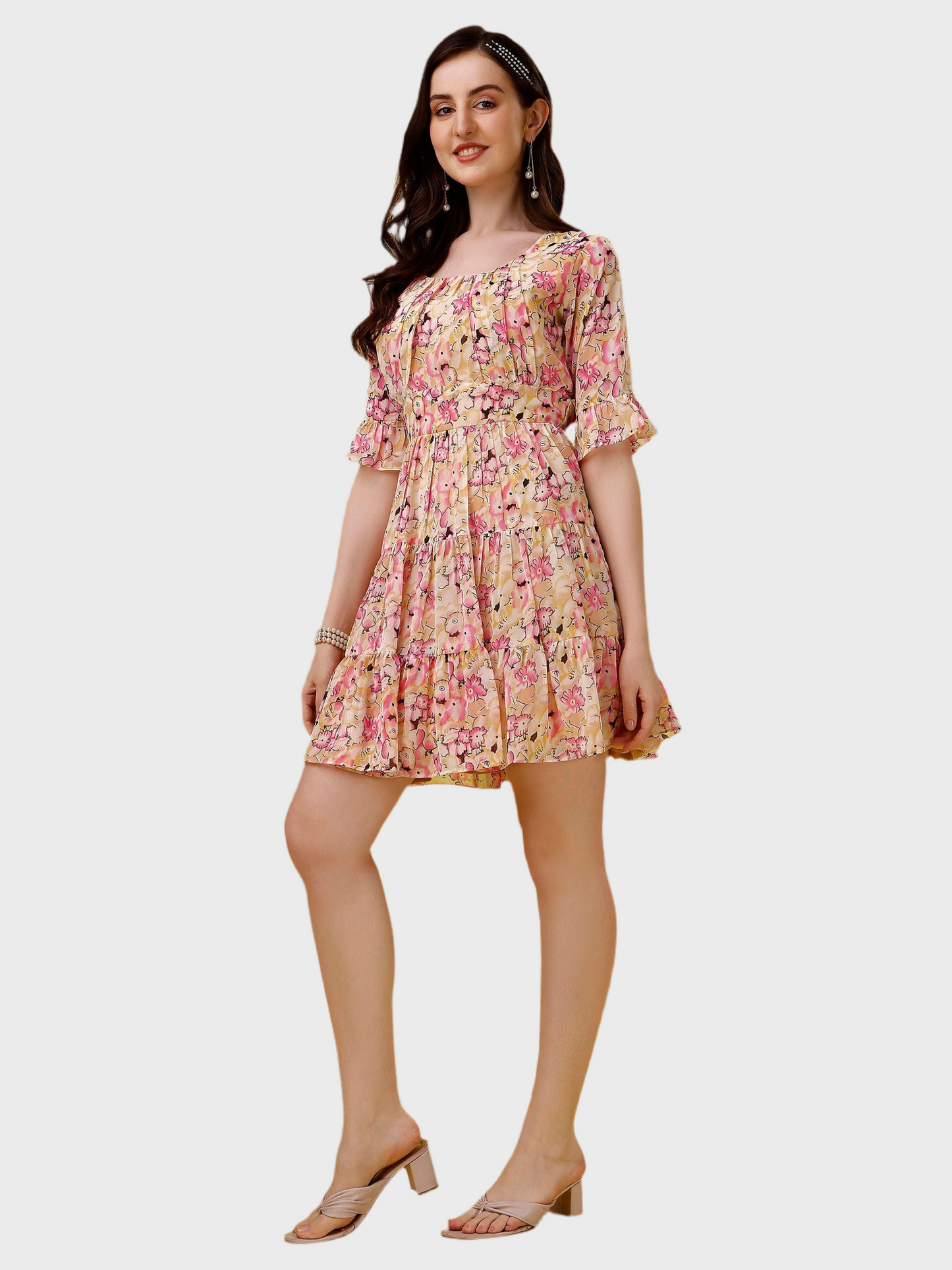 Women's Georgette Printed A-Line Short Dress