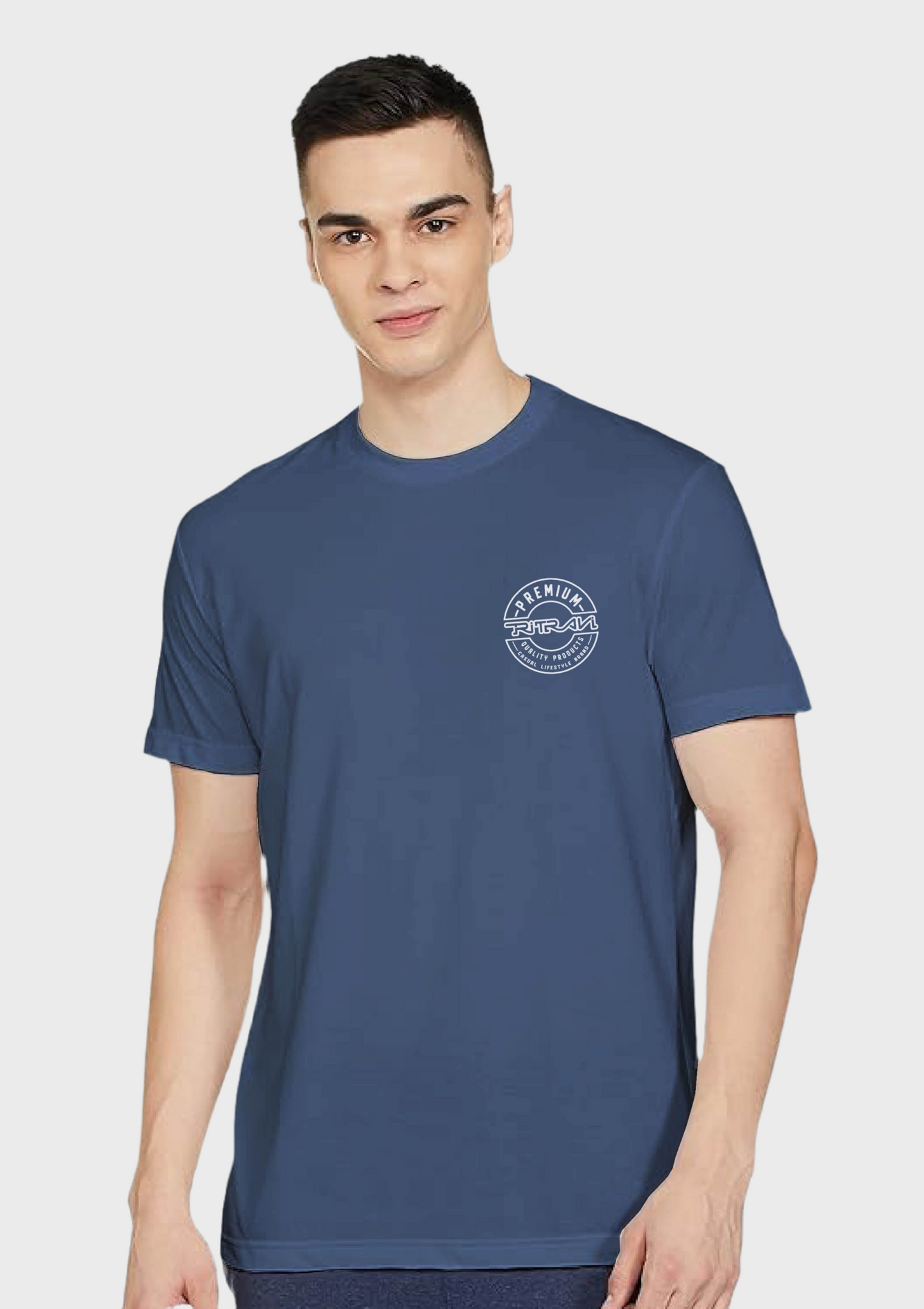 Men's Casual Regular Fit 100% Organic Cotton Solid Crew Neck