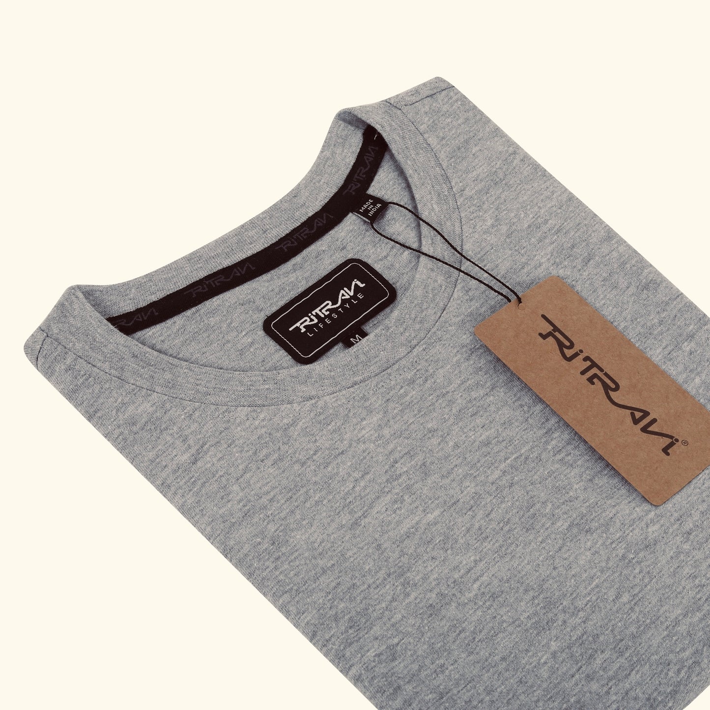 Men's Casual Regular Fit 100% Organic Cotton Solid Crew Neck