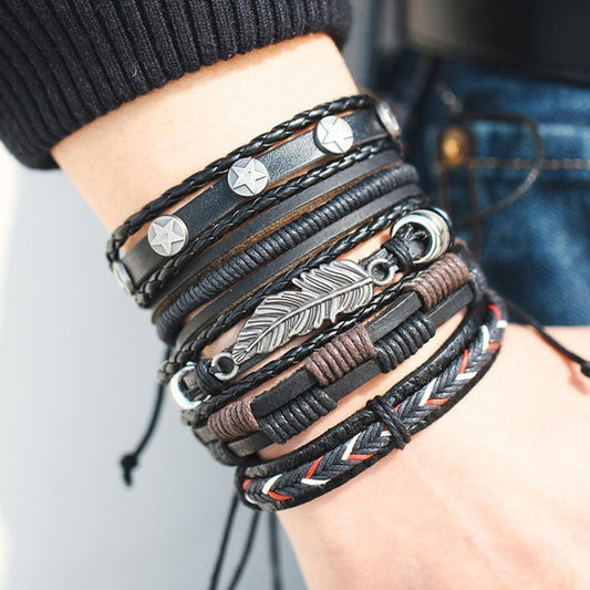New Leather Boys & Mens Bracelet (Pack of 5)