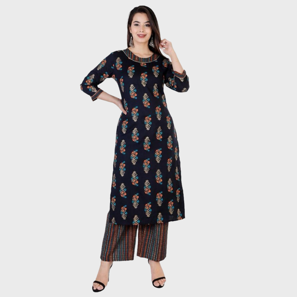 Printed Rayon Kurti Palazzo Set