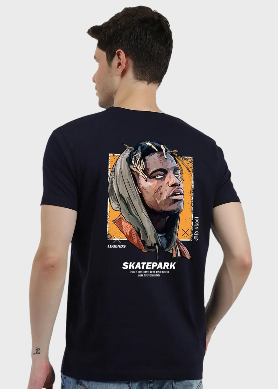 Navy Blue Mens Printed Short Sleeve 100% Cotton T-shirt