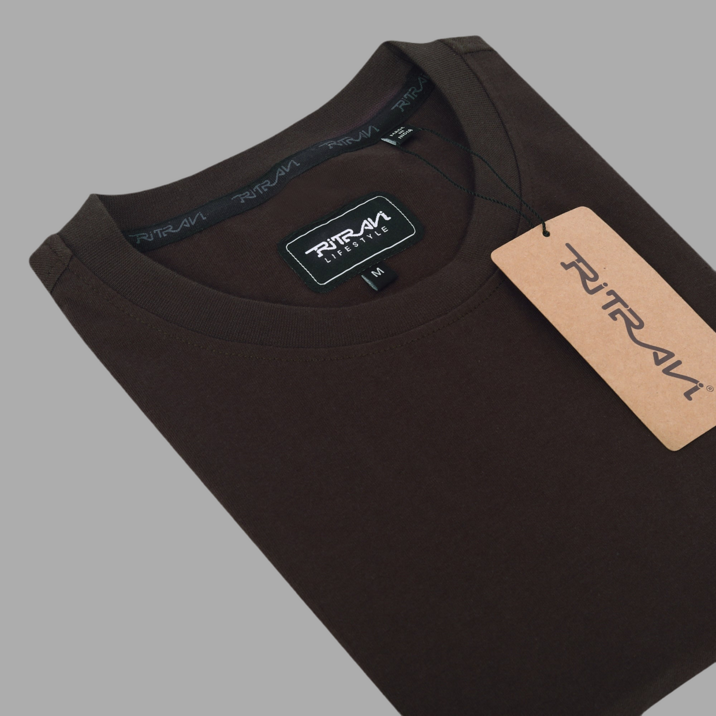 Men's Casual Regular Fit 100% Organic Cotton Solid Crew Neck