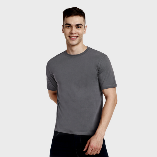 Men's Casual Regular Fit 100% Organic Cotton Solid Crew Neck