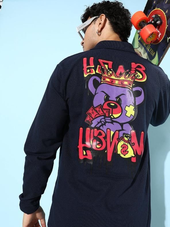 Men's Cotton Graphic Print Oversized Polo T-Shirt