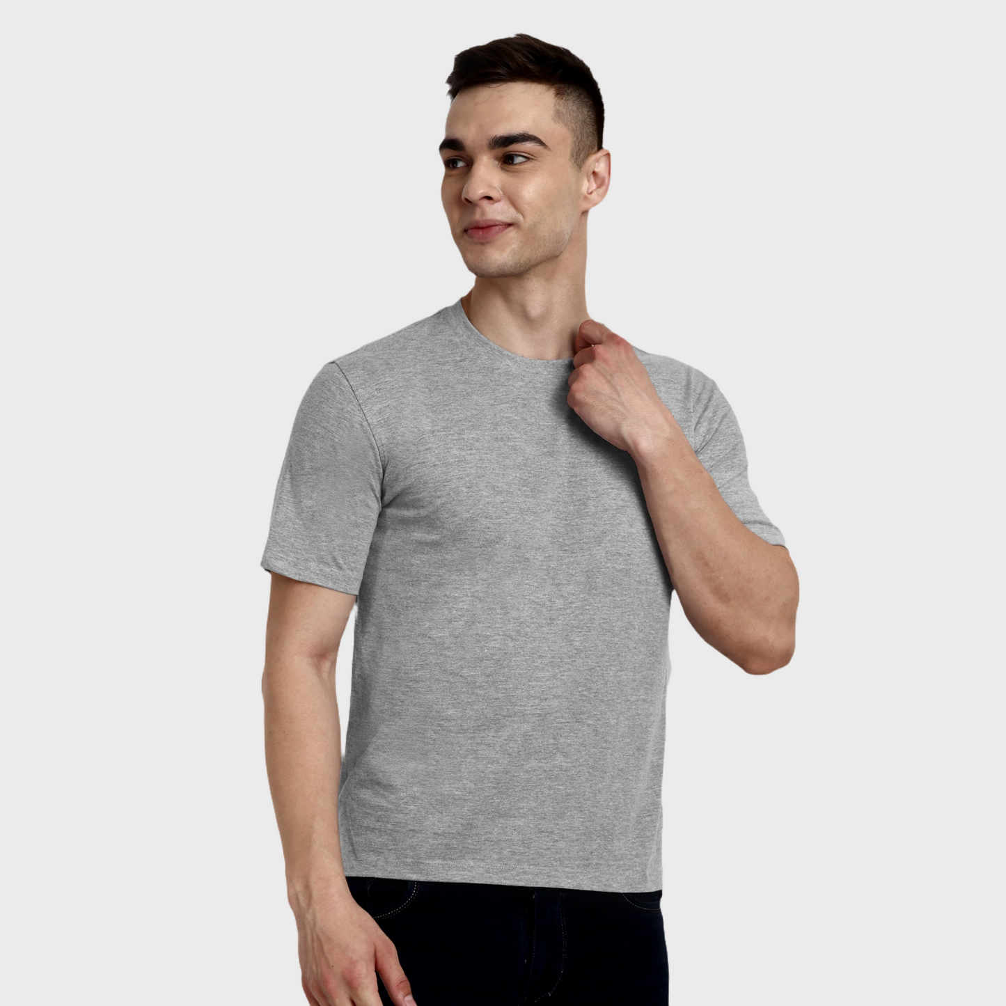 Men's Casual Regular Fit 100% Organic Cotton Solid Crew Neck