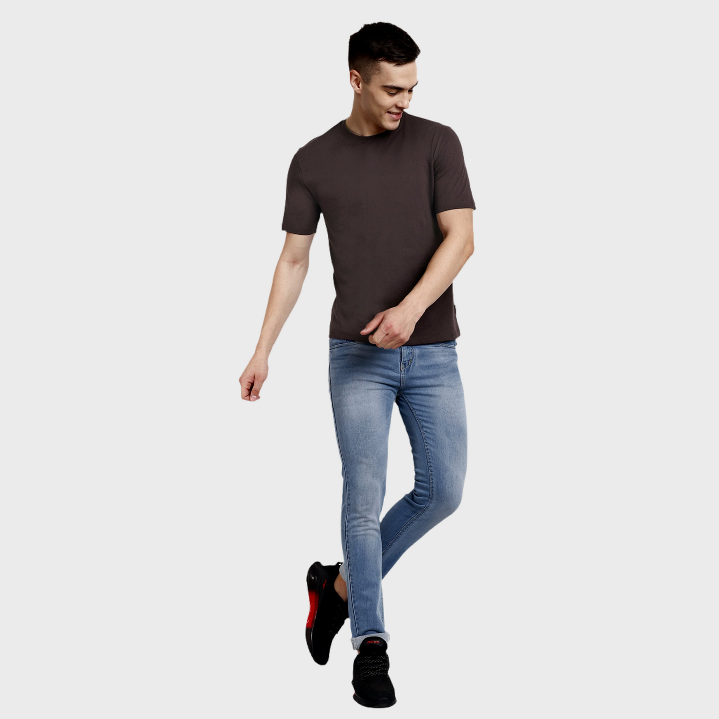 Men's Casual Regular Fit 100% Organic Cotton Solid Crew Neck