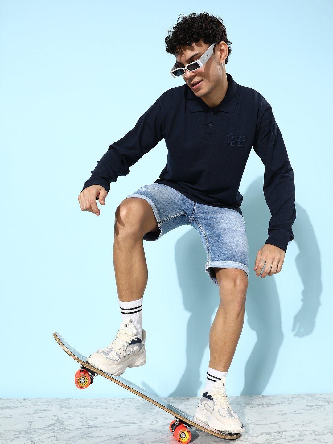 Men's Cotton Graphic Print Oversized Polo T-Shirt