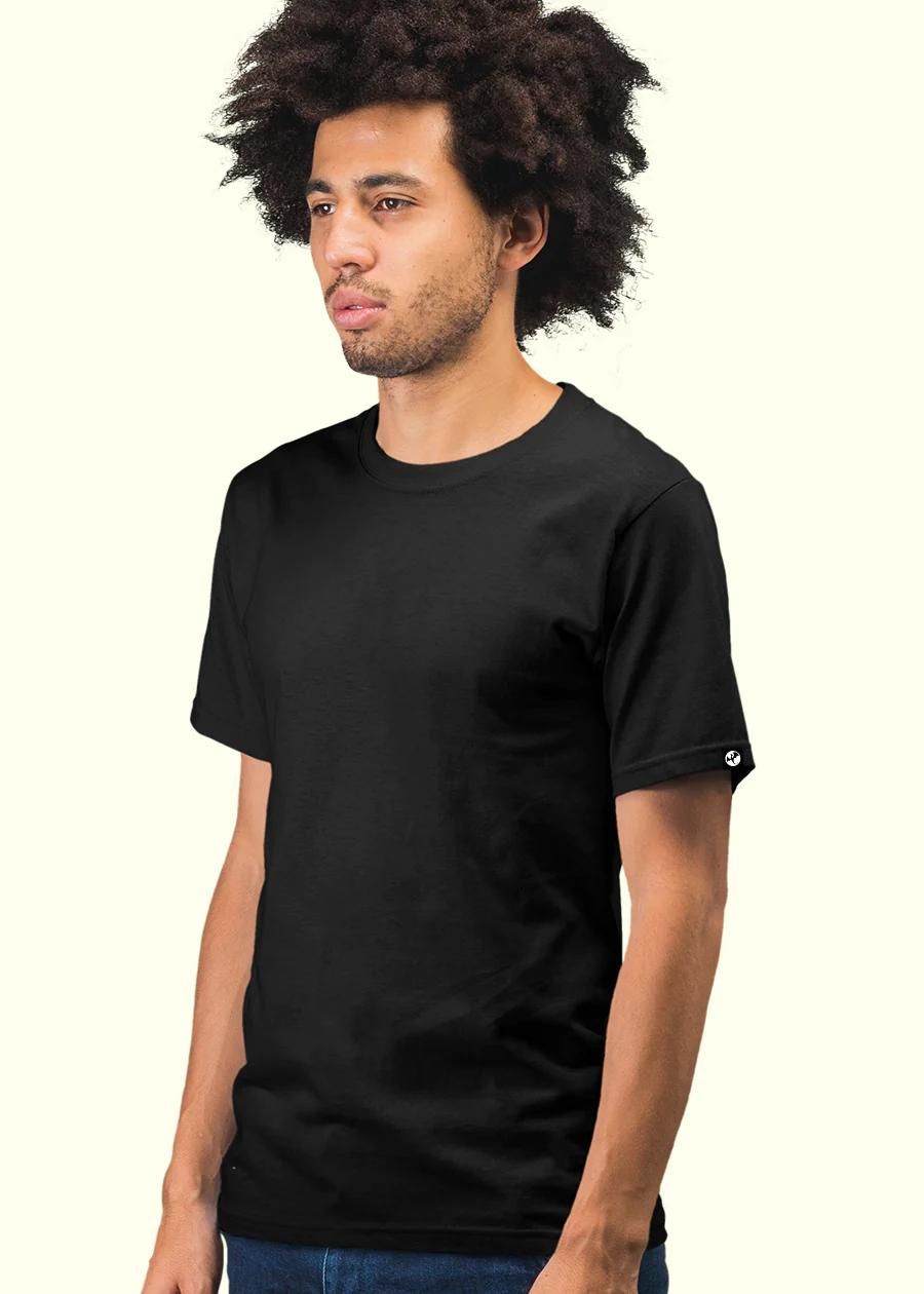 Black Mens Printed Short Sleeve 100% Cotton T-shirt