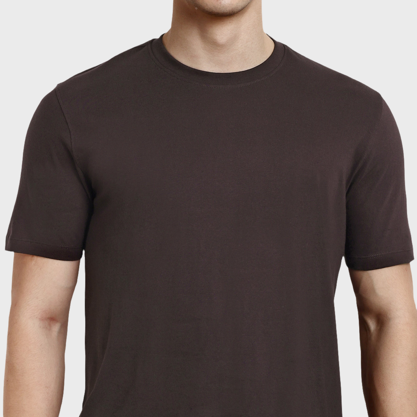 Men's Casual Regular Fit 100% Organic Cotton Solid Crew Neck