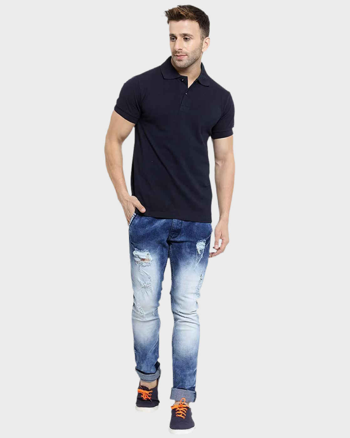 Poly Cotton Solid Half Sleeves Mens Polo T-Shirt