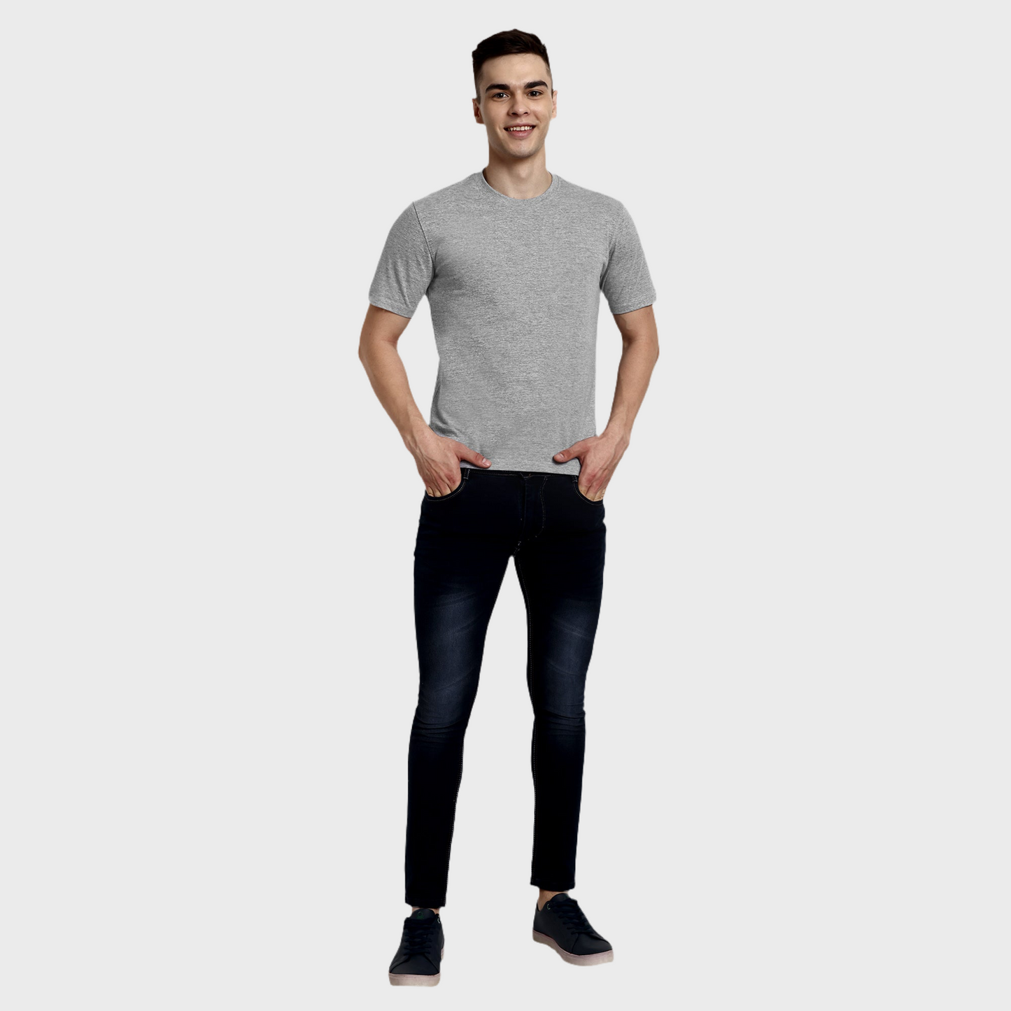 Men's Casual Regular Fit 100% Organic Cotton Solid Crew Neck