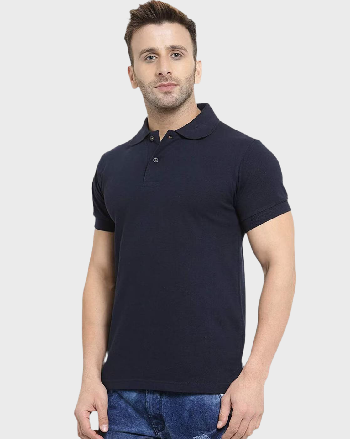 Poly Cotton Solid Half Sleeves Mens Polo T-Shirt