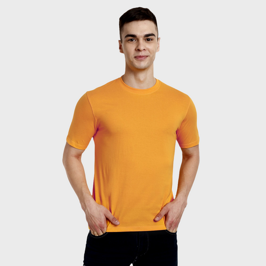 Men's Casual Regular Fit 100% Organic Cotton Solid Crew Neck