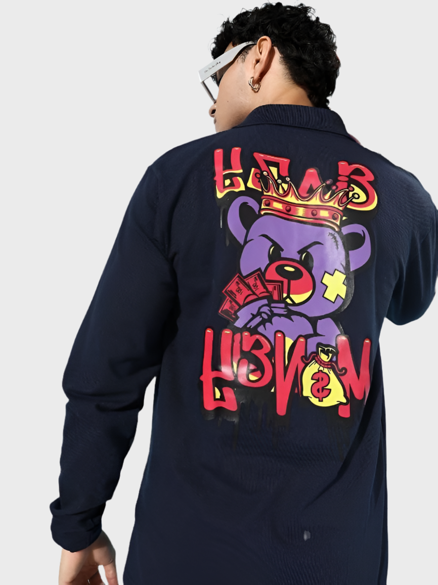 Men's Cotton Graphic Print Oversized Polo T-Shirt