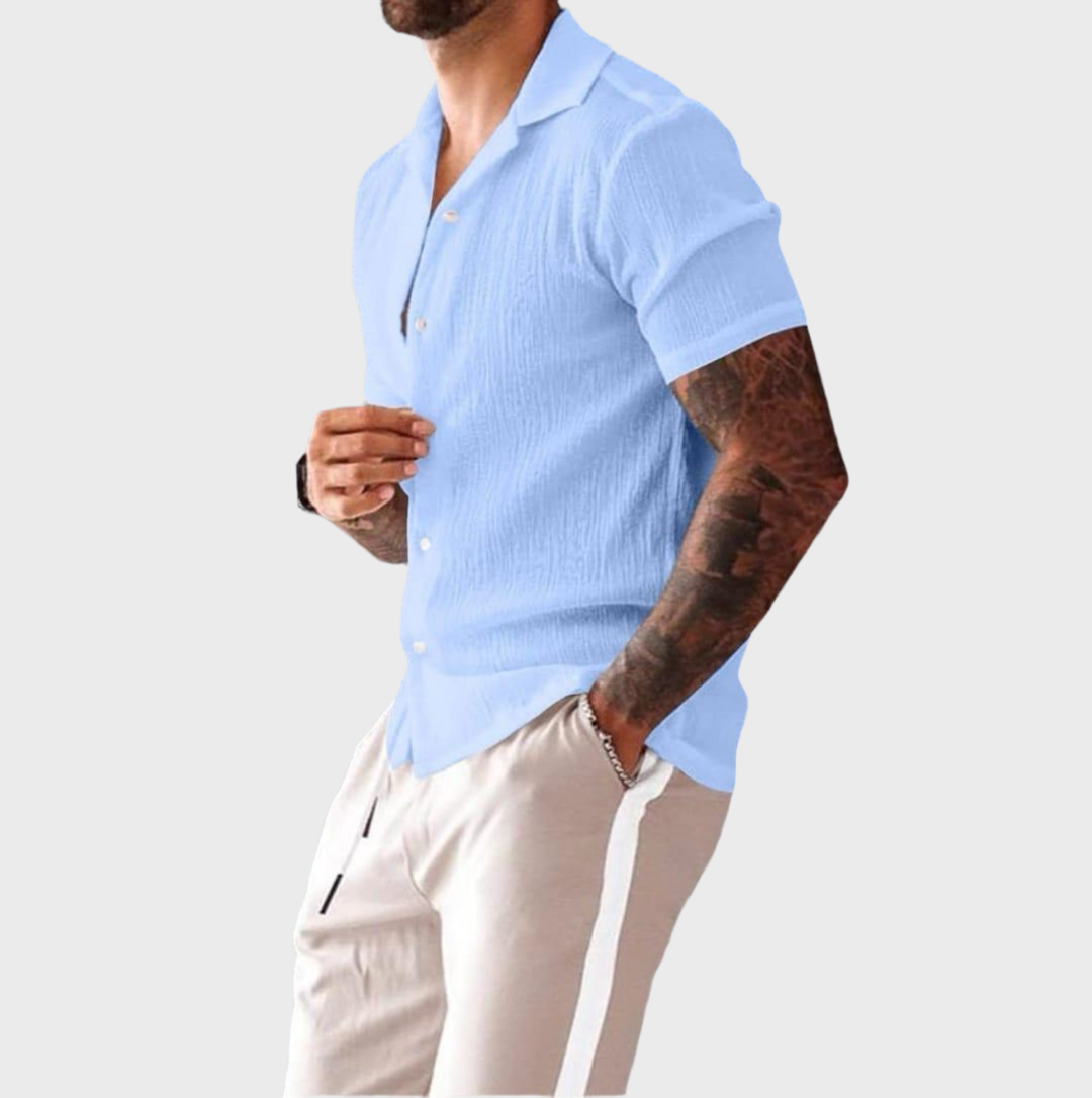 Men's Polycotton (Popcorn Fabric ) Solid Half Sleeves Casual Shirt