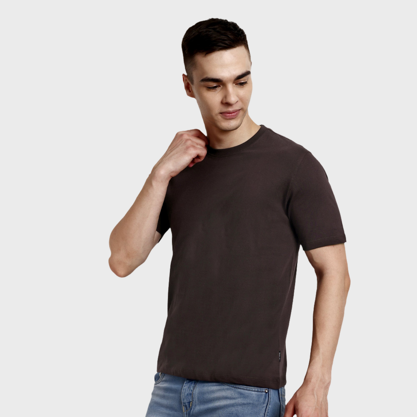 Men's Casual Regular Fit 100% Organic Cotton Solid Crew Neck